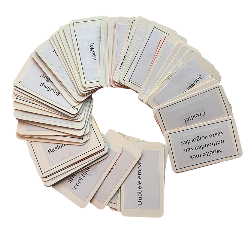 Cards with characteristics written on them